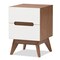 Baxton Studio Calypso Mid-Century White and Walnut Wood 2-Drawer Storage Nightstand 137-7504 - alternate 1